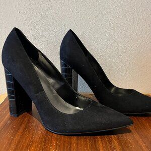 🖤 Nine West Black Suede Croc Heel Pumps – Size 11